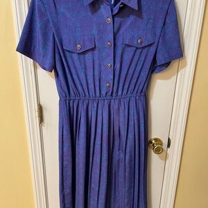 VTG Leslie Fay Size M Purple Speckled Shirt Dress w Belt 💜✨